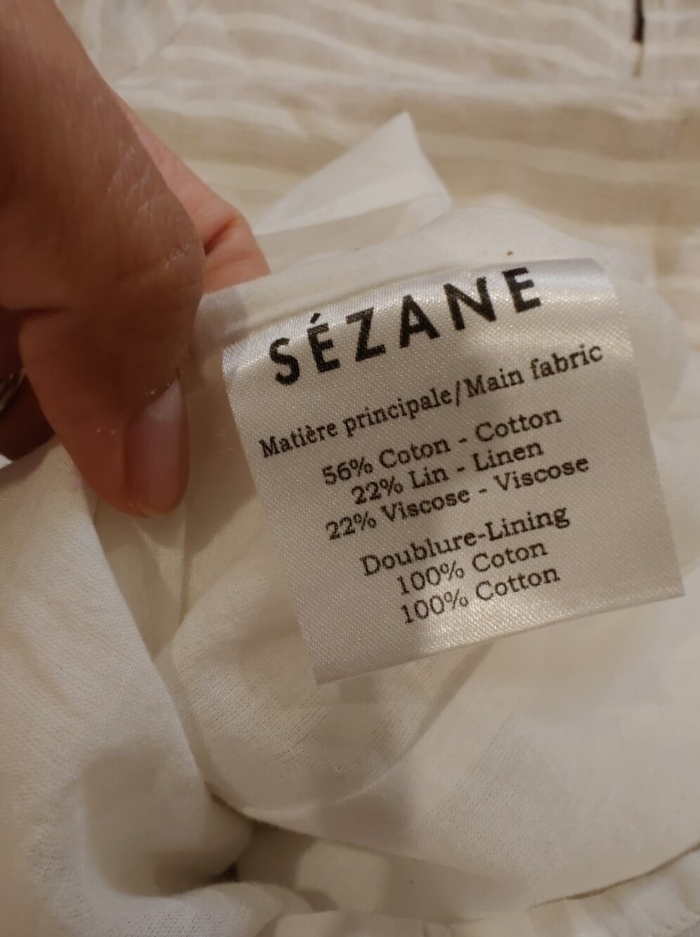 Sezane Cream and White Striped Mini Dress with Button-Shoulder - Picture 7 of 9